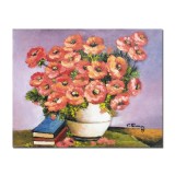 Tablou cu maci regali si carti, pictat manual 50x40cm ulei pe panza, Constantin Feraru