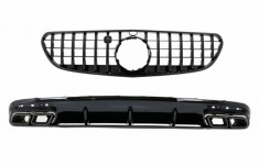 Difuzor Bara Spate cu Ornamente evacuare Negre si Grila Centrala Mercedes S-Class C217 Coupe (2018-2020) S63 Facelift Design Performance AutoTuning foto