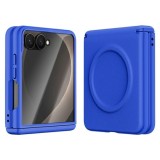 Husa pentru Samsung Galaxy Z Flip8, Magnetica, Textura Piele Ecologica, Albastru