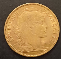 Moneda de aur 10 franci din 1905 foto