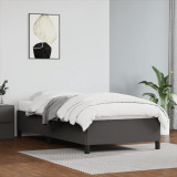 VidaXL Cadru de pat, gri, 90x190 cm, piele ecologică