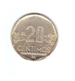 Moneda Peru 20 centimos 2023, stare foarte buna, curata