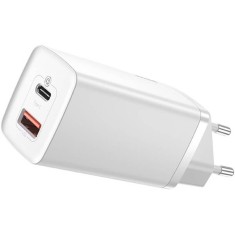 Incarcator retea Baseus GaN2 Lite, Quick Charge 65W, 1 x USB 5V/3A, 1 x USB Type-C 5V/3A, alb