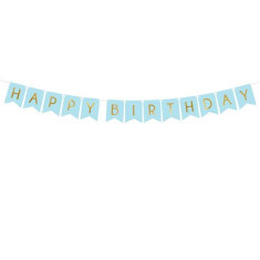 Banner happy birthday bleu 16.5x62 cm