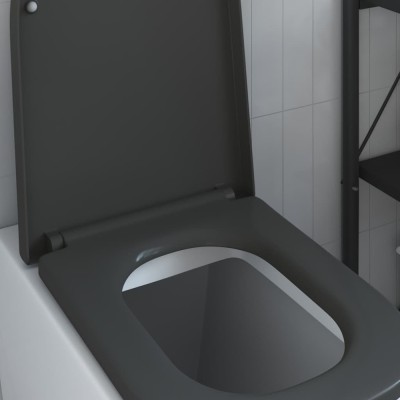 Capac WC cu eliberare rapidă &amp;icirc;nchidere lentă antracit duroplast foto