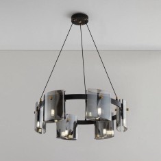 Candelabru Modern, REQUIEM Largo, 6xG9, Diametru 60cm, Negru, Inaltime Reglabila