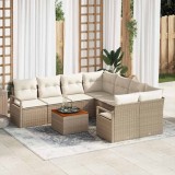 Cumpara ieftin Set de canapele pentru grădină cu pernă 9 pcs Bej Rattan poli