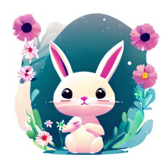 Sticker decorativ, Iepure, Alb, 60 cm, 10051ST foto