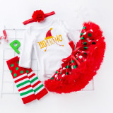 Body cu fustita din saten si jambiere - Ho ho ho (Marime Disponibila: 12-18