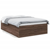VidaXL Cadru de pat, stejar maro, 135x190 cm, lemn prelucrat