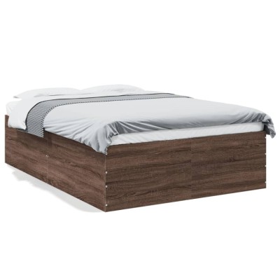 vidaXL Cadru de pat, stejar maro, 135x190 cm, lemn prelucrat 3280950 foto