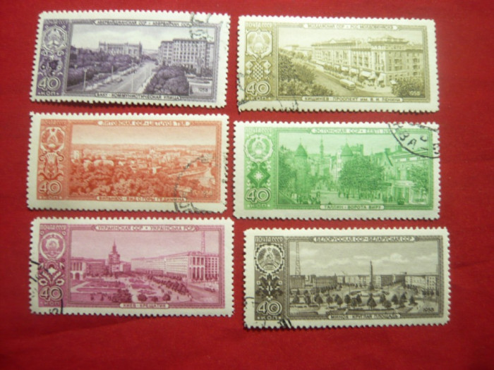 Serie 1958 URSS Cladiri in Republicile Sovietice -,6val.stamp.