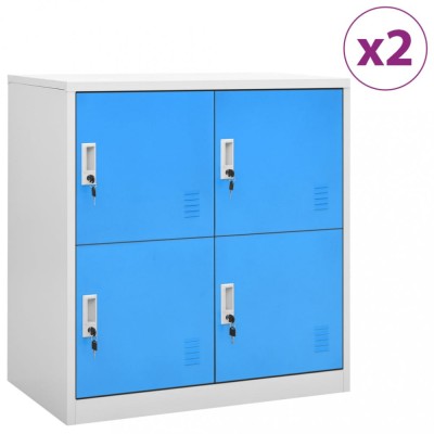 vidaXL Dulapuri vestiar 2 buc. gri deschis/albastru 90x45x92,5 cm oțel foto