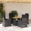 Gossi set mobilier de gradina cu perne, 5 piese, negru, poliratan