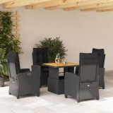 vidaXL Set mobilier de grădină cu perne, 5 piese, negru, poliratan