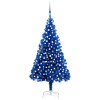 Brad Crăciun pre-iluminat cu set globuri, albastru, 210 cm, PVC