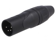 Conector XLR mufă tată PIN 4 drept pe cablu lipire argintat