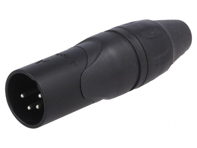 Conector XLR mufă tată PIN 4 drept pe cablu lipire argintat