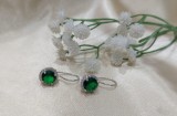 Cumpara ieftin Cercei Din Argint 925 Cu Piatra Rotunda Verde Tip Diamant Si Zirconii, Femei