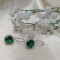 Cercei Din Argint 925 Cu Piatra Rotunda Verde Tip Diamant Si Zirconii, Femei