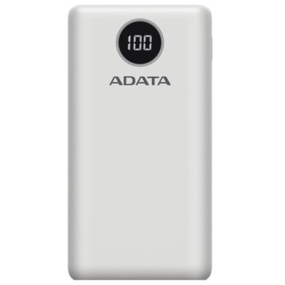 Acumulator extern 2 x USB, Type-C, Quick Charge 3.0, PD 18W, 3A, 20000mAh, Digital Display - Adata (AP20000QCD-DGT-CWH) - White foto