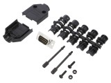 Conector D-Sub 9 PIN Mufă Tată Lipire pe Cablu Negru Set Complet