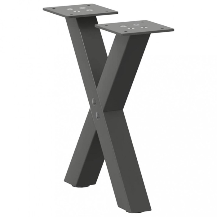 vidaXL Picioare pentru măsuță de cafea &icirc;n formă de X, 2 buc., antracit, 30x(30-31) cm, oțel 4012870