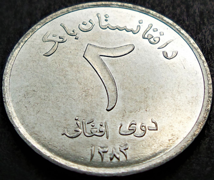Moneda exotica 2 AFGHANIS - AFGANISTAN, anul 2004 *cod 2569 B = UNC