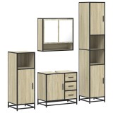 Cumpara ieftin Set de mobilier de baie din 4 piese din lemn de stejar Sonoma