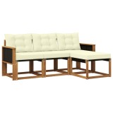 vidaXL Set de canapele de exterior cu pernă 4 pcs Natural și Crem 3381862