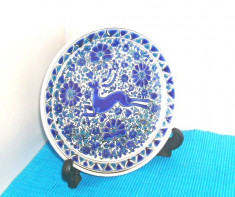 Farfurie ceramica emailata cloisonne, hand made - Cerb - Dakas Keramik Grecia foto