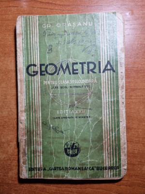 manual de geometrie plana pentru clasa a 3-a secundara - din anul 1942 foto