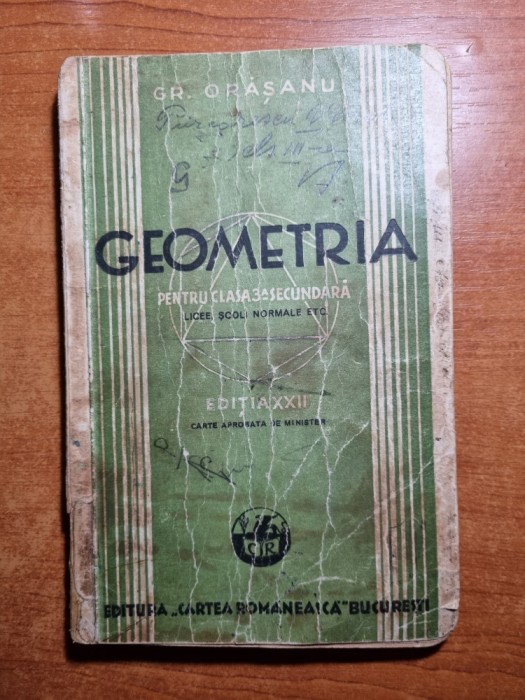 manual de geometrie plana pentru clasa a 3-a secundara - din anul 1942