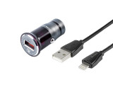 &Icirc;ncărcător 12/24v Qc3.0 1x Usb + Cablu Usb&amp;gt; Lightning Maway 63012