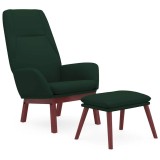 Cumpara ieftin Scaun de relaxare cu taburet, verde inchis, textil
