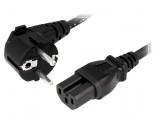 Cablu 3x1mm2 CEE 7/7 ştecăr unghi IEC C15 mamă gumă