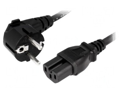 Cablu 3x1mm2 CEE 7/7 ştecăr unghi IEC C15 mamă gumă foto