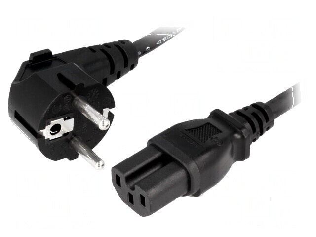 Cablu 3x1mm2 CEE 7/7 ştecăr unghi IEC C15 mamă gumă