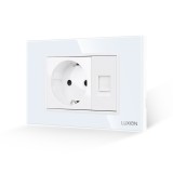 Cumpara ieftin Priza Schuko + Priza Internet cu Rama din Sticla LUXION, Standard Italian, 3M SmartElectro IntelligentHouse