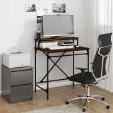 vidaXL Birou, stejar maro, 80x50x90 cm, lemn prelucrat și fier 826708