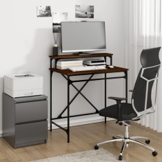 vidaXL Birou, stejar maro, 80x50x90 cm, lemn prelucrat și fier 826708