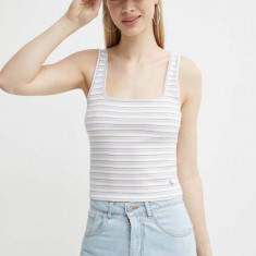 Abercrombie & Fitch top femei, culoarea alb