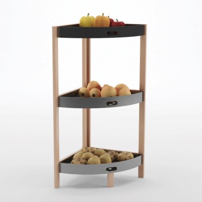Etajeră Organizatoare, 3 Niveluri, Dimensiuni 33x33x80cm, Lemn și Plastic, Negru foto