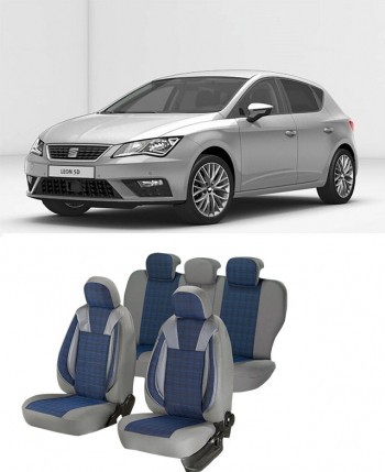 Huse scaune auto dedicate Seat Leon 2013 - 2019 Premium cu insertii piele