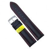 Curea de ceas Morellato Race Microfori - Neagra cu cusatura rosie - 18mm 20mm 22mm 24mm - A01X4909C18883CR