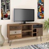 Cumpara ieftin Comoda TV Boho, Nuc - Negru, 120x39x64 cm