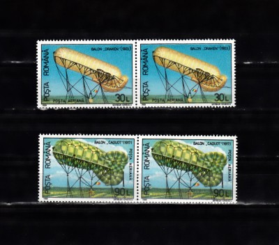 A11 TX10 1 - 1993 - Aerostate folosite in Romania - perechi de doua timbre foto