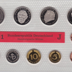 GERMANIA SET MONETARIE 1,2,5,10,50 PFENNIG 1,2,5 MARK 12.68 DM LIT. J 2001 UNC