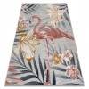Covor Structural BOTANIC 65263 Flamingo, flori tesut plat pe balcon, terasa - gri, 117x170 cm