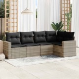 vidaXL Set canapele de grădină cu perne, 5 piese gri deschis poliratan 3218922